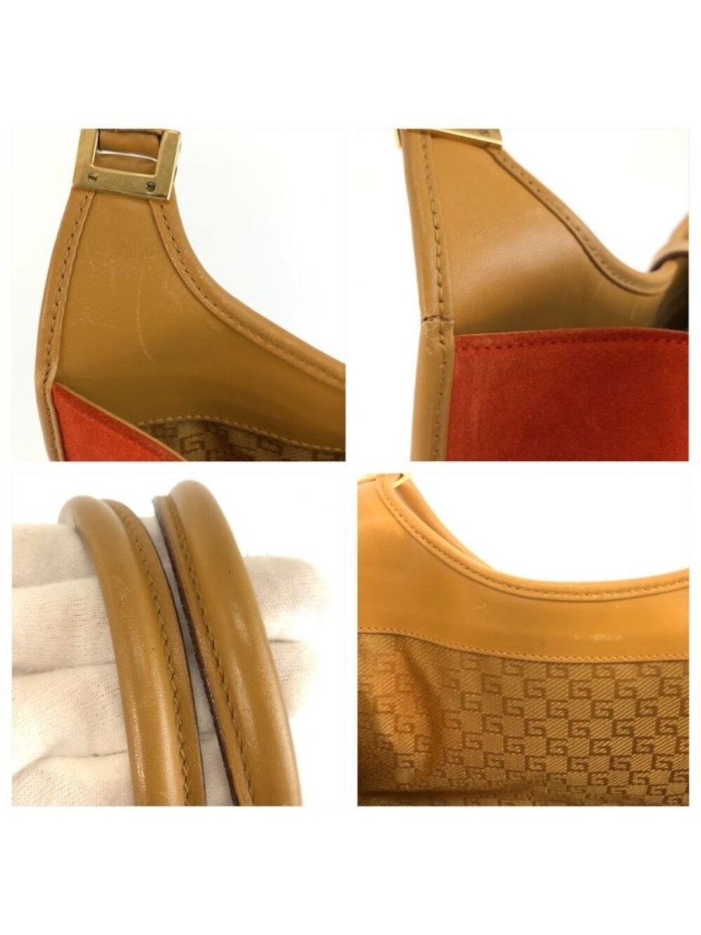 Gucci Jackie Orange Gold Suede Leather Tote Bag - Picture 5 of 9